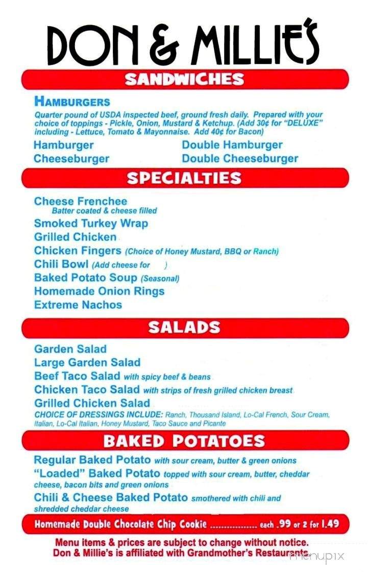 Don & Millie's Restaurant - Omaha, NE menu_pic