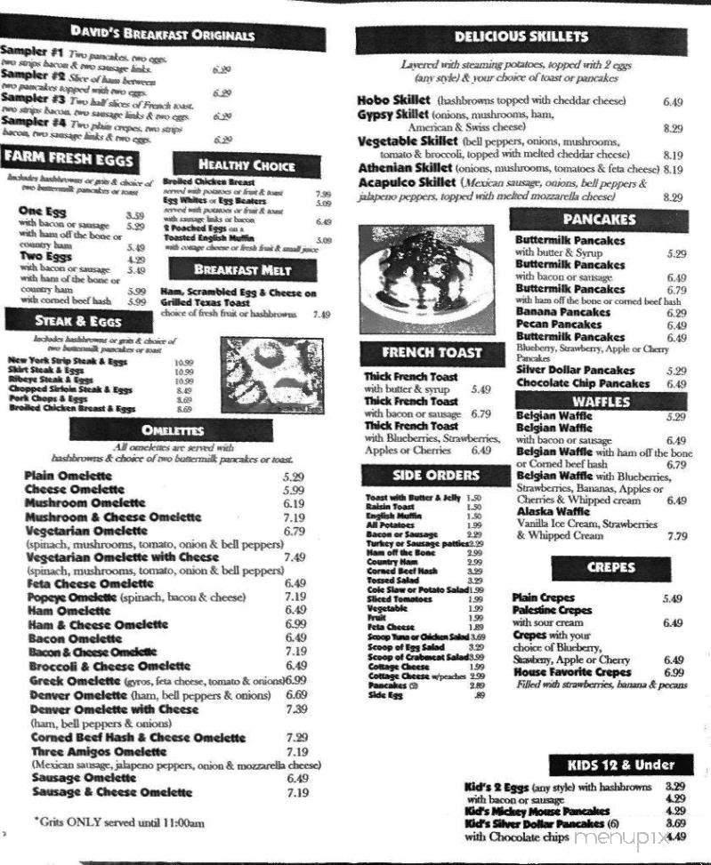 David's Restaurant - Asheboro, NC menu_pic