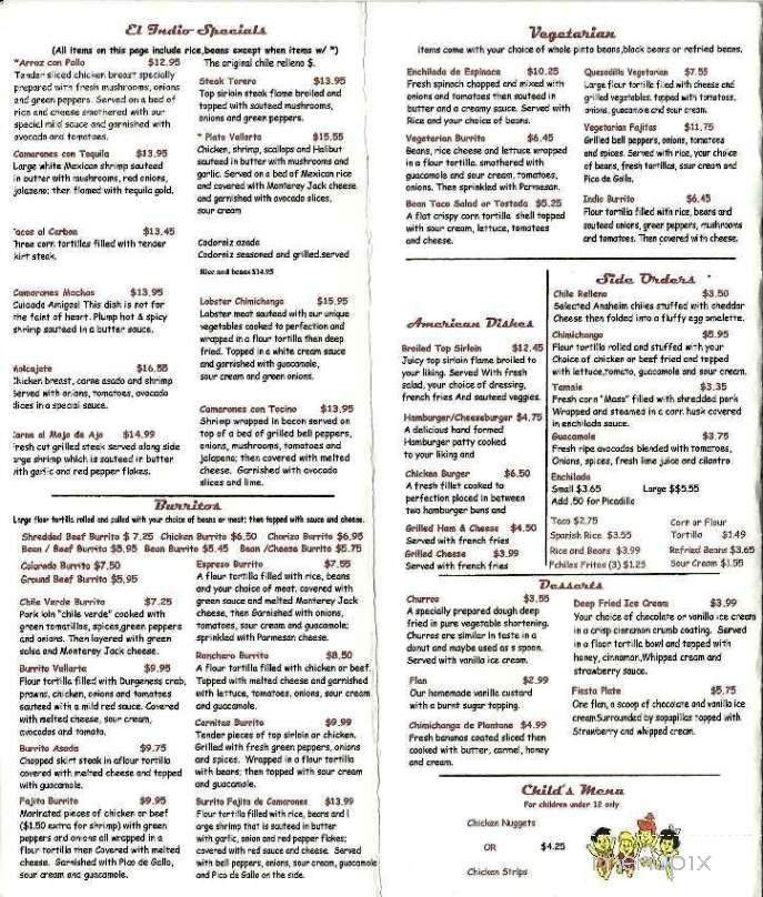 El Indio II - Gresham, OR menu_pic