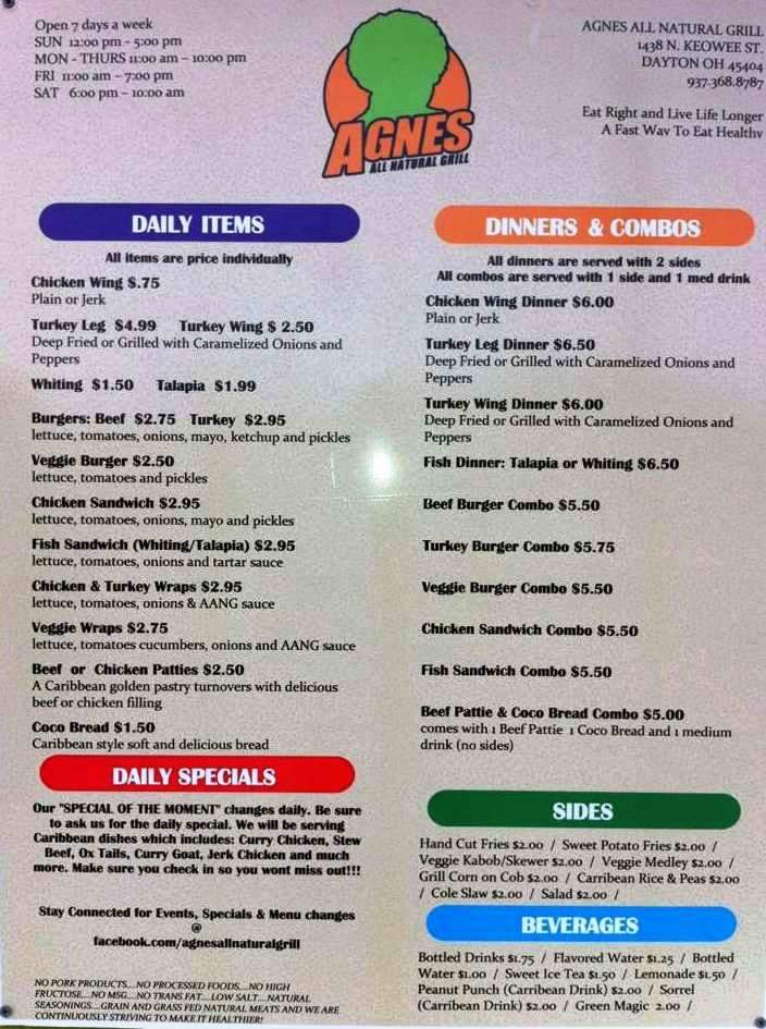 Agnes All Natural Grill - Dayton, OH menu_pic