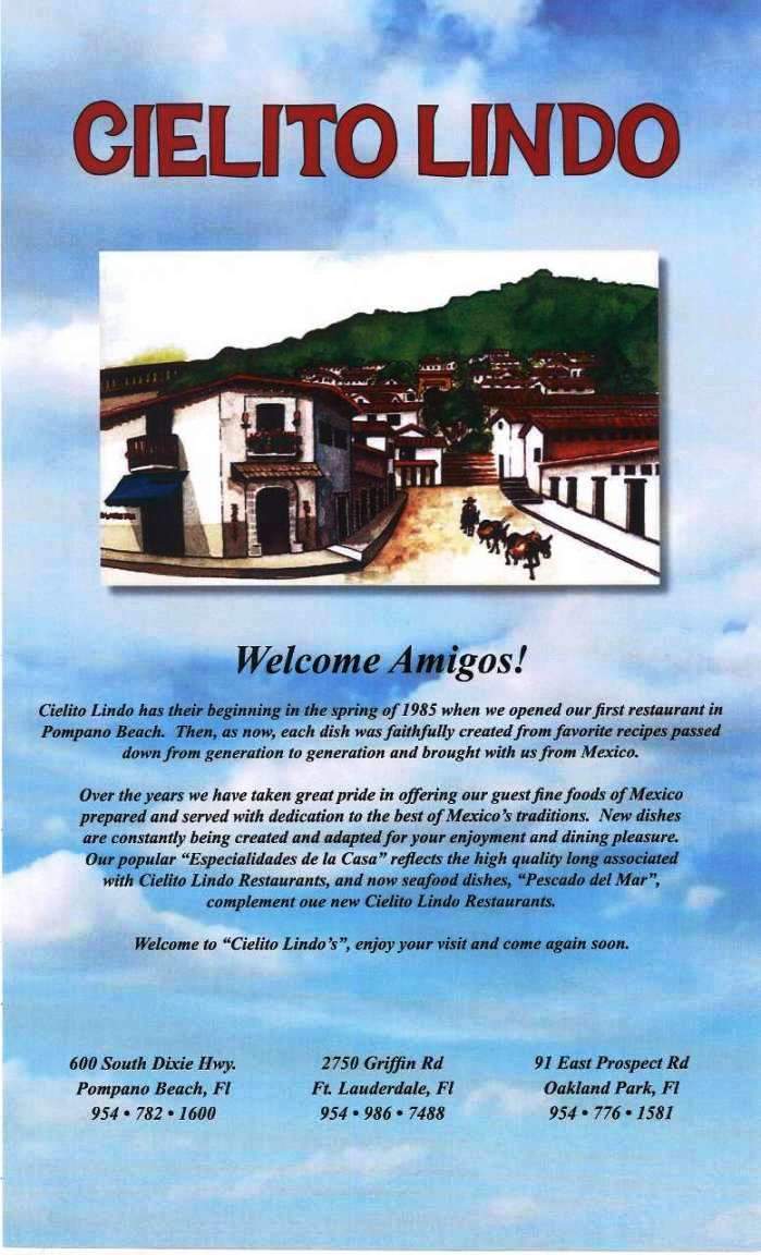 Cielito Lindo Dos - Fort Lauderdale, FL menu_pic