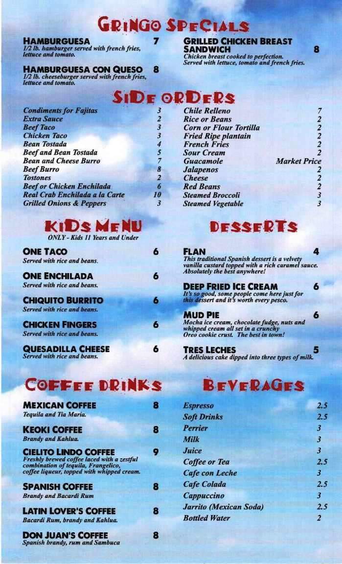 Cielito Lindo Dos - Fort Lauderdale, FL menu_pic