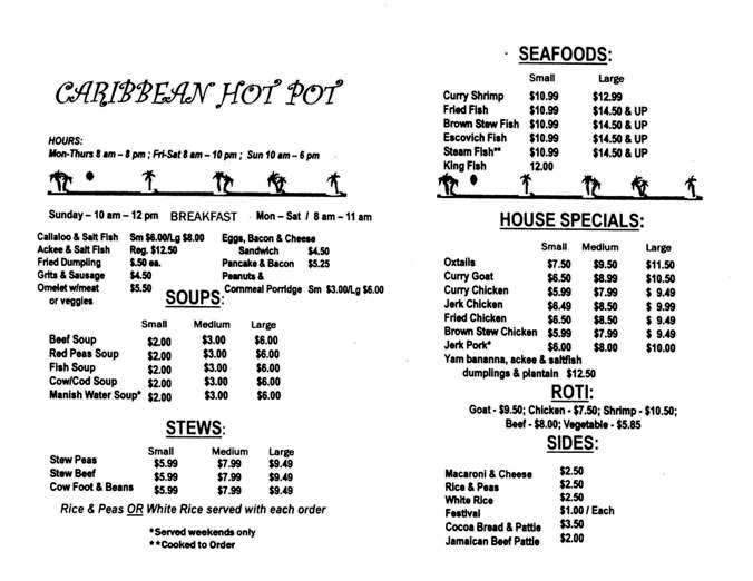 Caribbean Hot Pot Restaurant - Houston, TX menu_pic