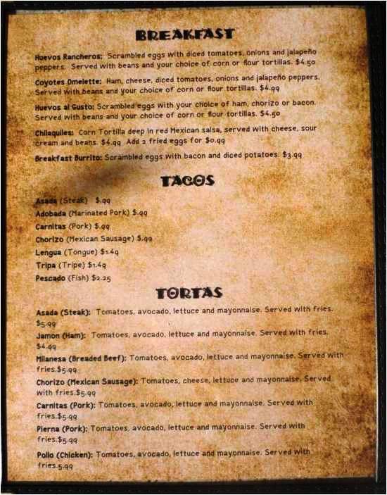 Coyote's Mexican Restaurant - Orem, UT menu_pic
