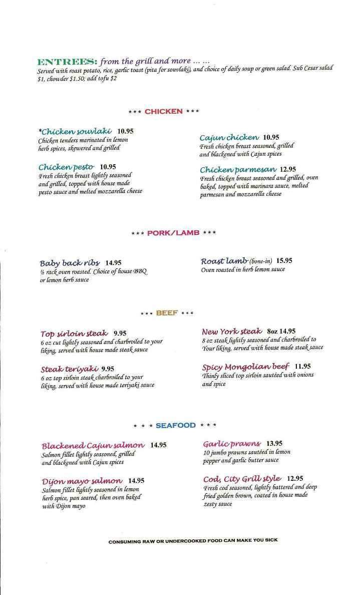 City Grill - Bellingham, WA menu_pic