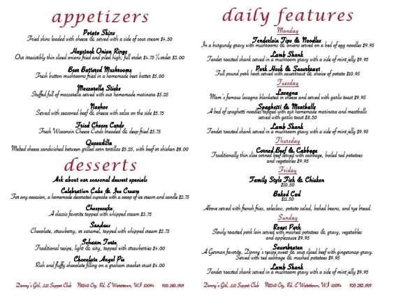 Donny's Girl - Watertown, WI menu_pic