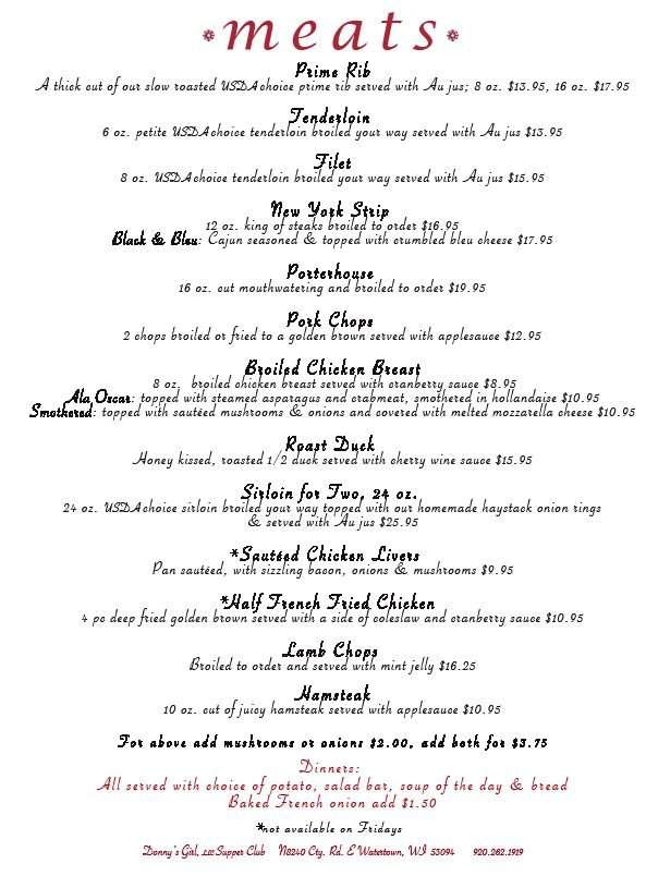 Donny's Girl - Watertown, WI menu_pic
