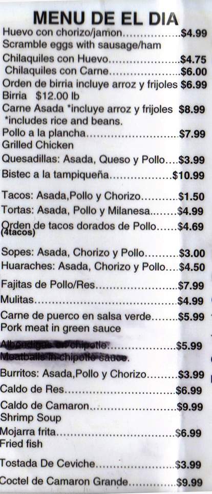 El Borrego Sagrado - Santa Ana, CA menu_pic