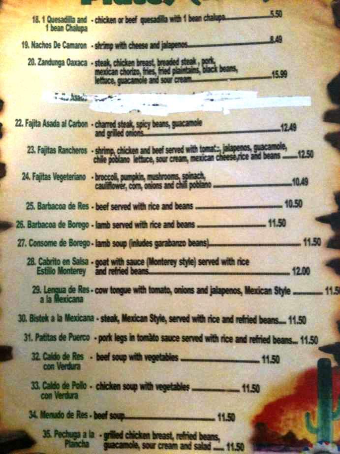 El Paiso - Panama City, FL menu_pic