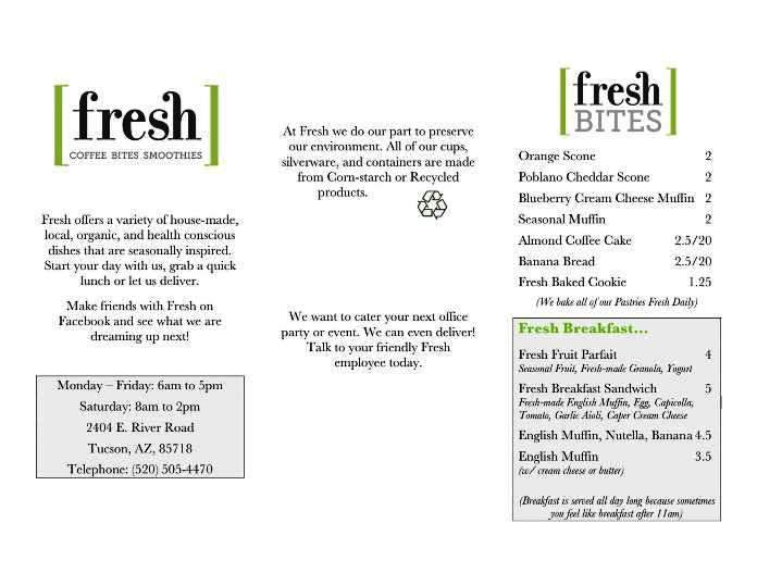 Fresh - Tucson, AZ menu_pic