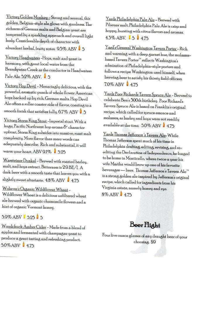 Franklin's Pub Grill - Philadelphia, PA menu_pic
