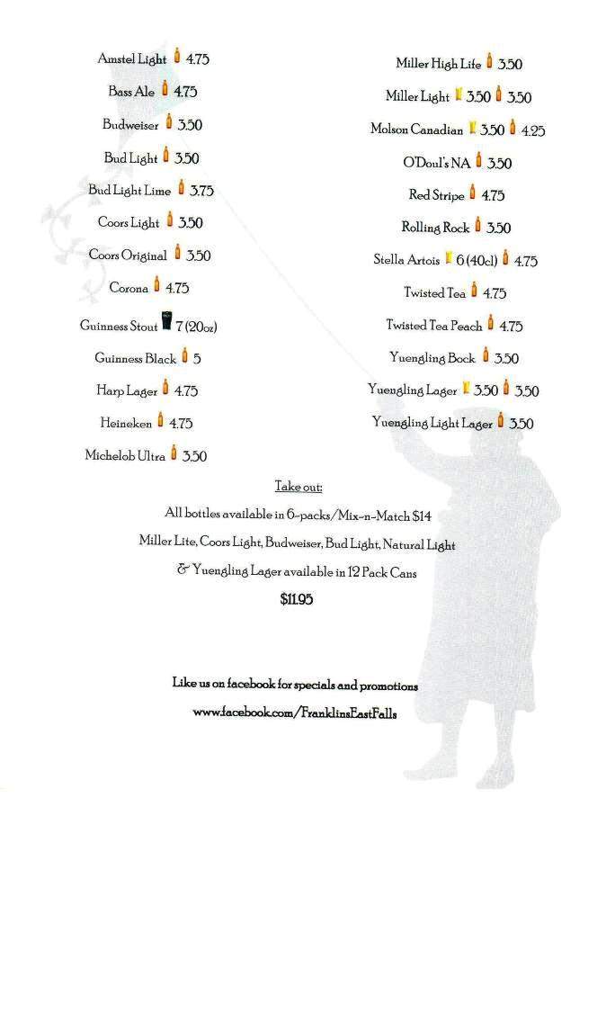Franklin's Pub Grill - Philadelphia, PA menu_pic
