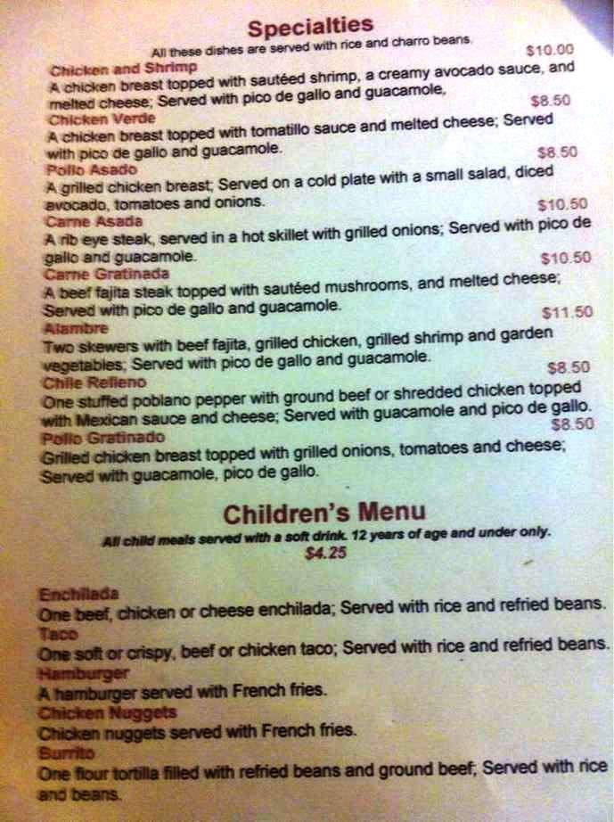 Fonda Mexican Restaurant - Centerville, TX menu_pic