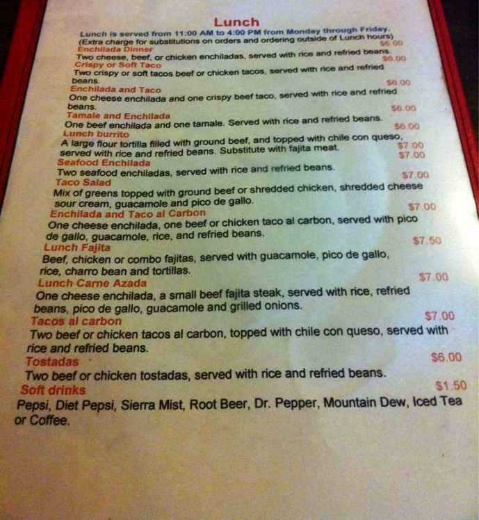 Fonda Mexican Restaurant - Centerville, TX menu_pic