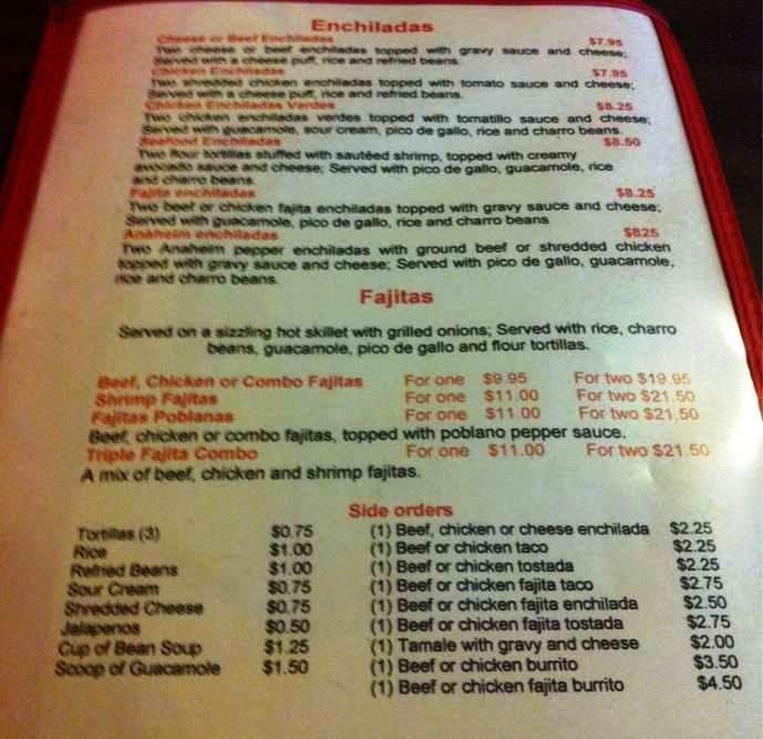 Fonda Mexican Restaurant - Centerville, TX menu_pic