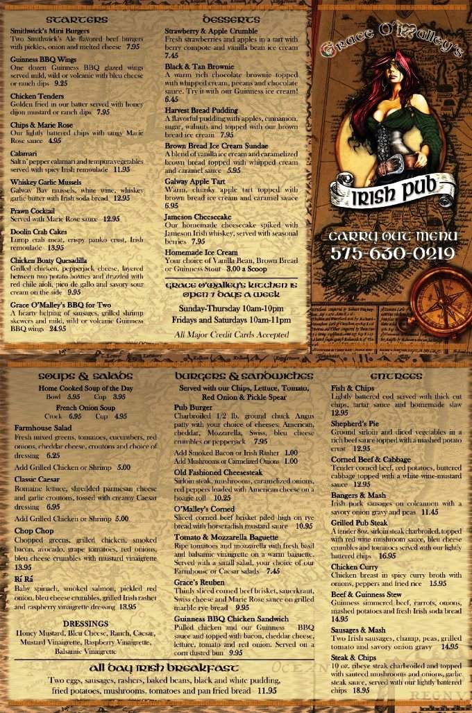Grace O'Malley's Irish Pub - Ruidoso, NM menu_pic