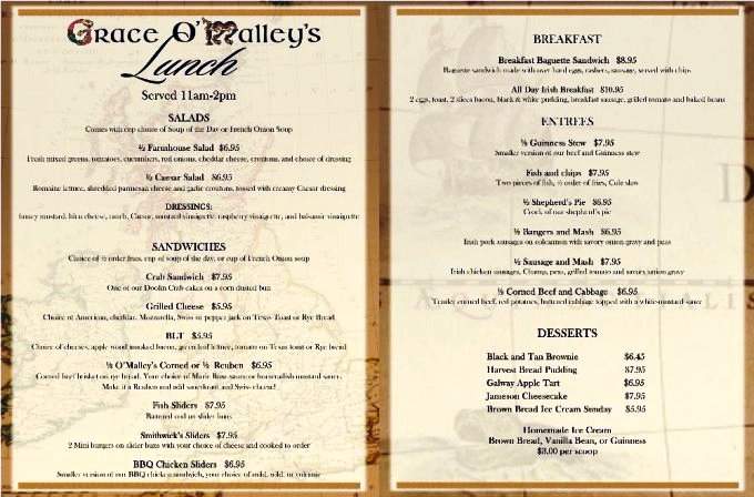 Grace O'Malley's Irish Pub - Ruidoso, NM menu_pic