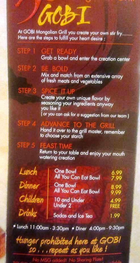 Gobi Mongolian Grill and Asian Diner - Denton, TX menu_pic