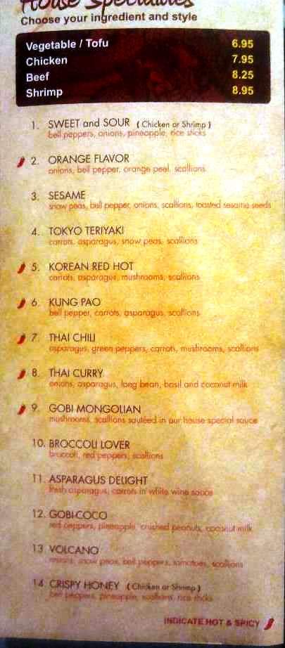 Gobi Mongolian Grill and Asian Diner - Denton, TX menu_pic