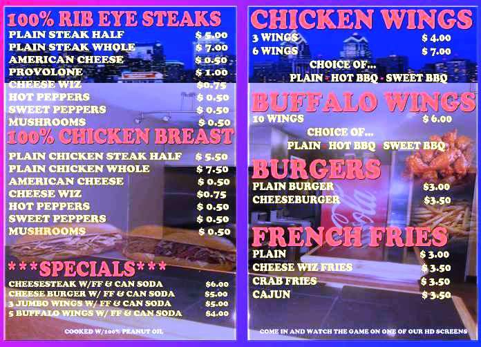 Hustlin' steaks - Philadelphia, PA menu_pic