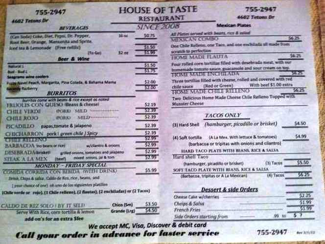 House of Taste - El Paso, TX menu_pic