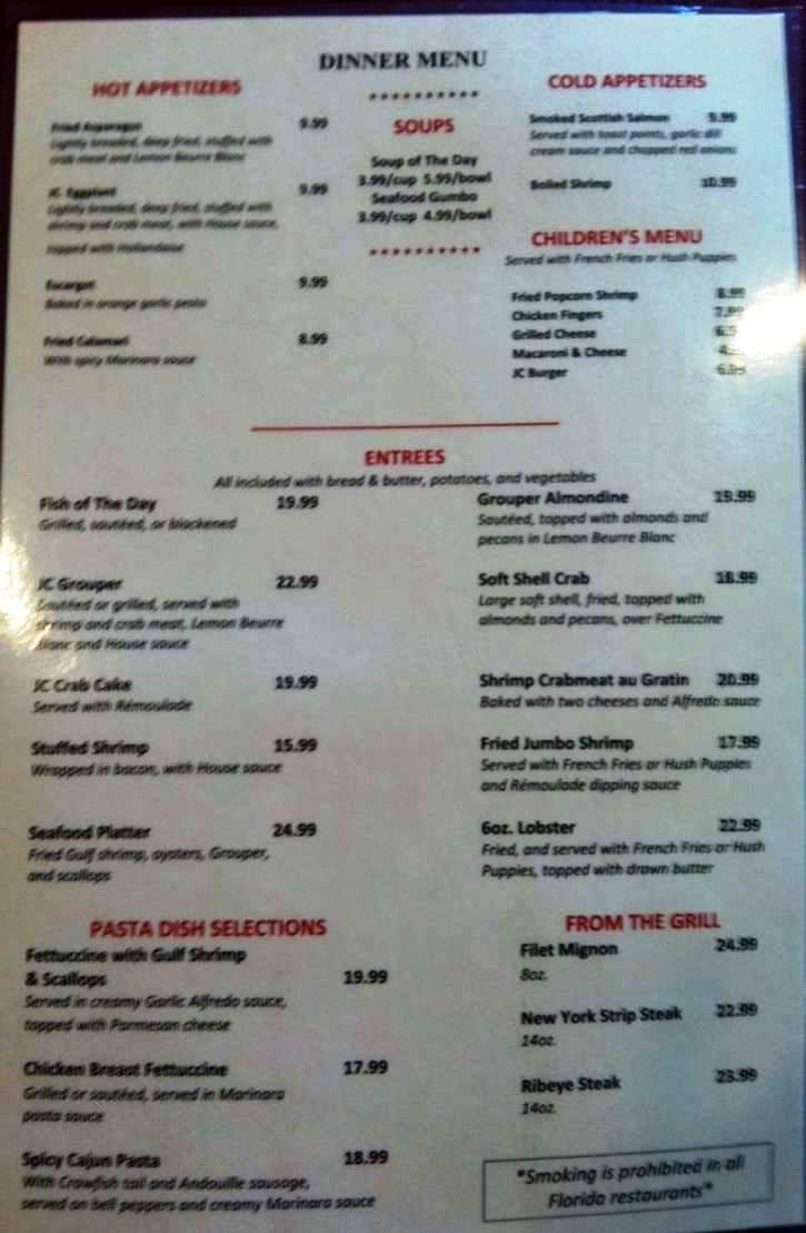 JC Seafood House - Santa Rosa Beach, FL menu_pic