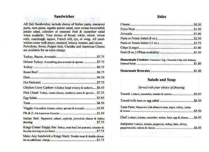 King's Corner Deli More - Riverside, CA menu_pic