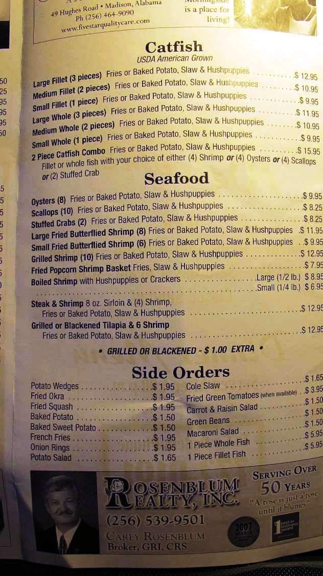 Libby's Catfish and Diner - Madison, AL menu_pic