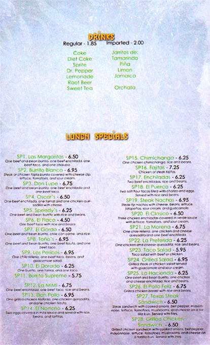 Las Margaritas - Opelika, AL menu_pic