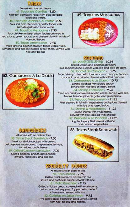 Las Margaritas - Opelika, AL menu_pic