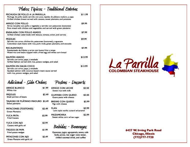 La Parrilla Colombian Steakhouse - Chicago, IL menu_pic