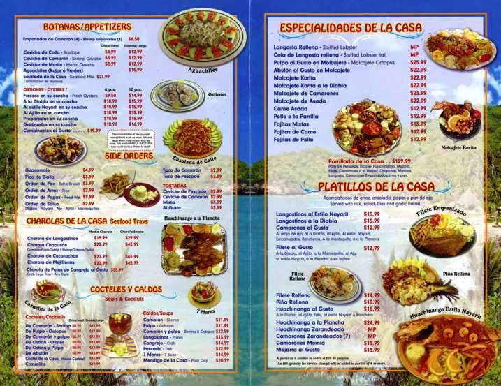 La Casa De Los Mariscos - Indianapolis, IN menu_pic