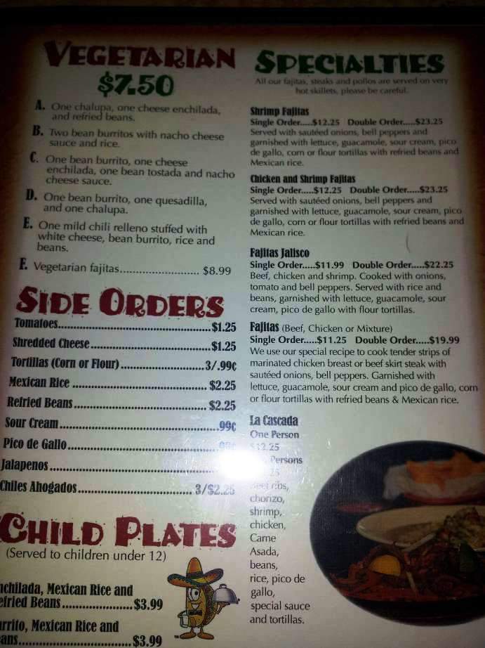 La Cascada - Noblesville, IN menu_pic