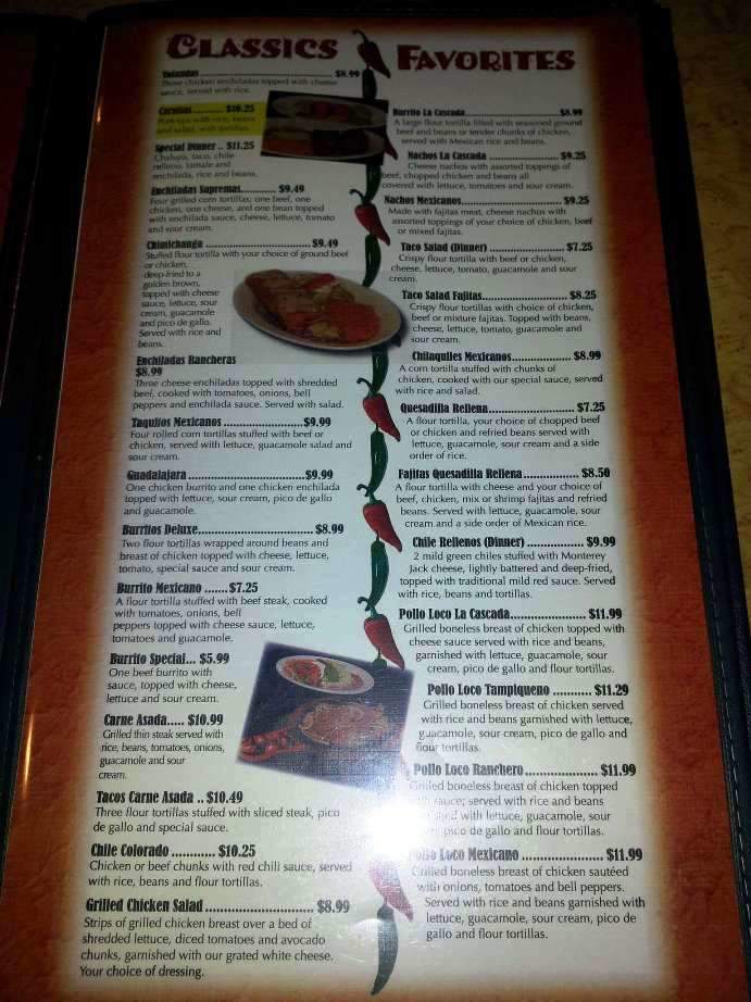 La Cascada - Noblesville, IN menu_pic