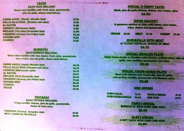 La Iguana Taco Burrito - Branson, MO menu_pic