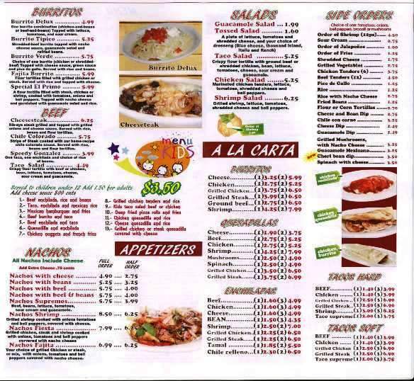 Los Abuelos Mexican Restaurant - Booneville, MS menu_pic