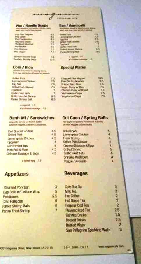 Magasin Vietnamese Cafe - New Orleans, LA menu_pic