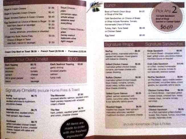 NorFay Cafe - Nazareth, PA menu_pic