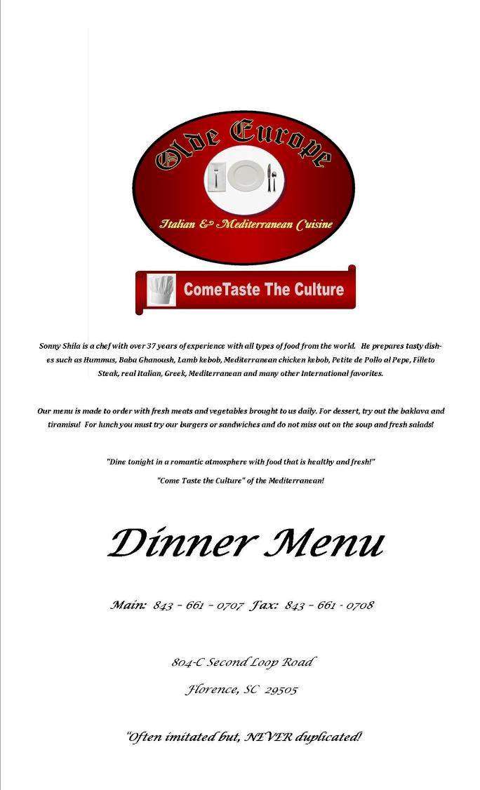 Olde Europe - Florence, SC menu_pic