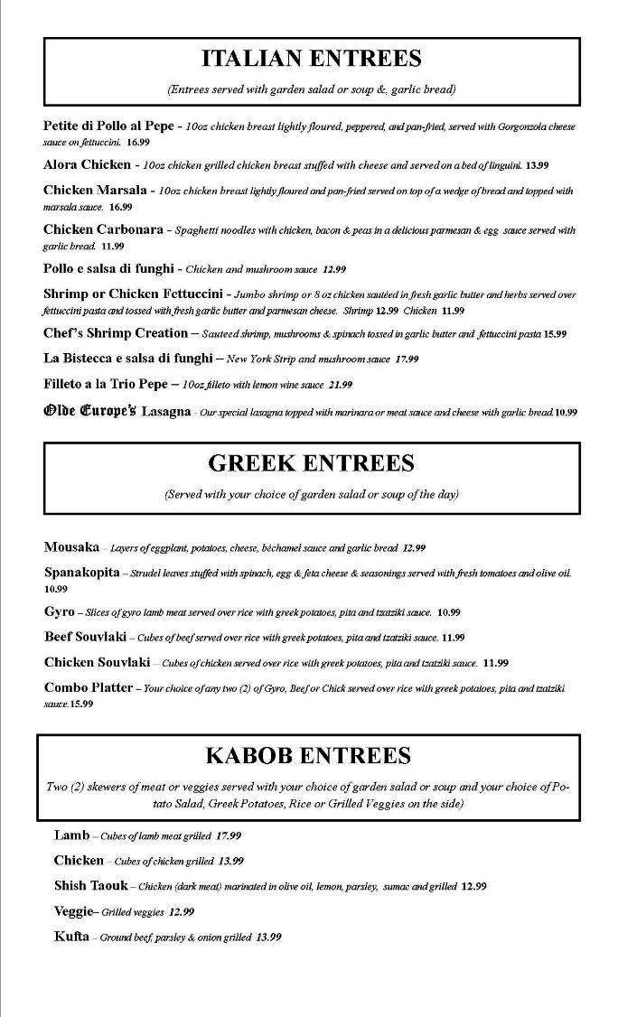 Olde Europe - Florence, SC menu_pic