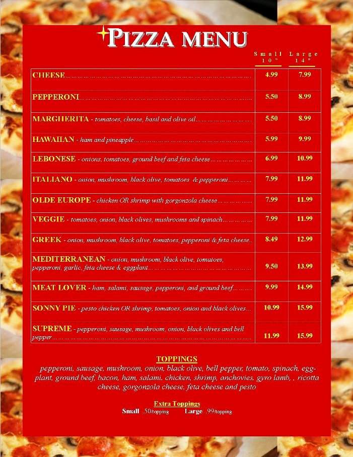 Olde Europe - Florence, SC menu_pic