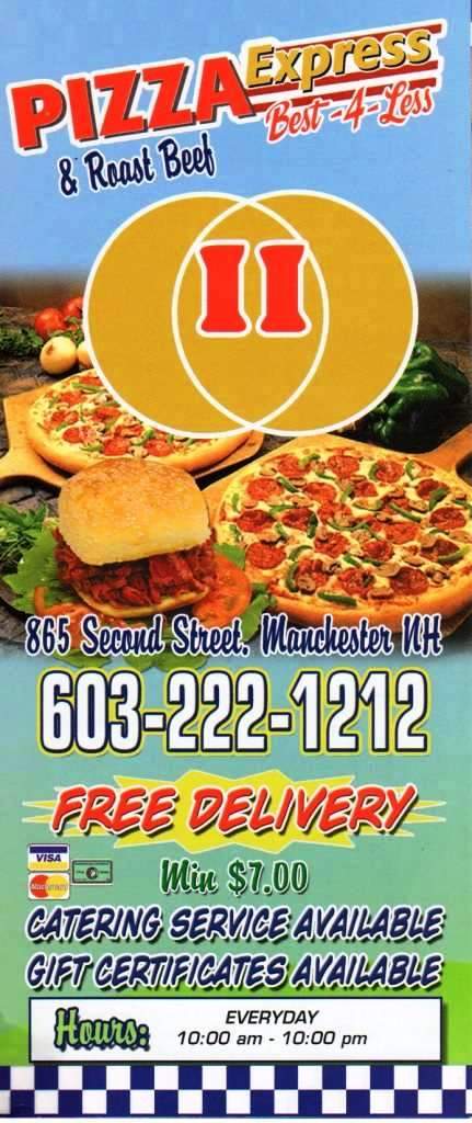 Pizza Roast Beef Express - Manchester, NH menu_pic