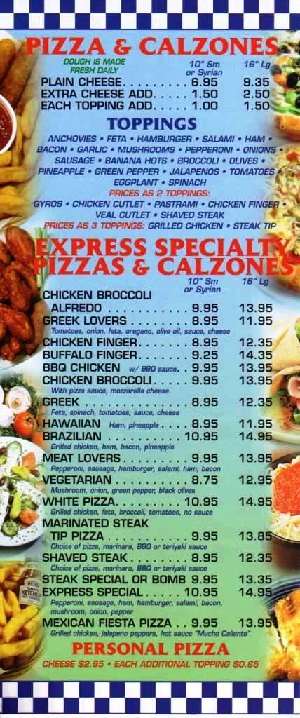 Pizza Roast Beef Express - Manchester, NH menu_pic