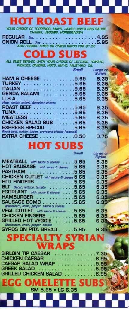 Pizza Roast Beef Express - Manchester, NH menu_pic
