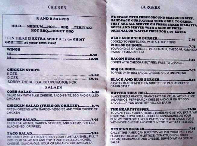 RnR Grill and BAR - Colorado Springs, CO menu_pic