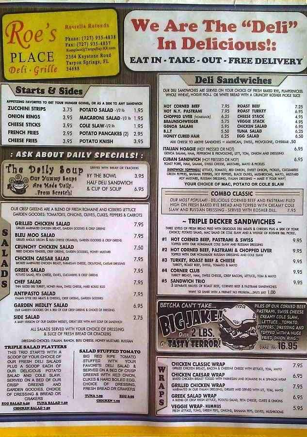 Roes Place - Tarpon Springs, FL menu_pic