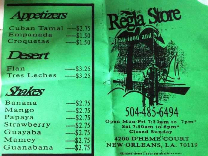 Regla - New Orleans, LA menu_pic