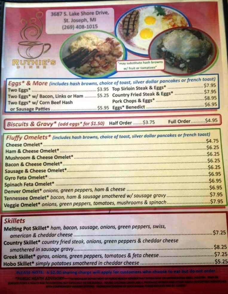 Ruthie's Diner - St Joseph, MI menu_pic