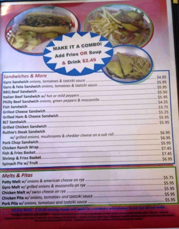 Ruthie's Diner - St Joseph, MI menu_pic
