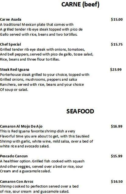 Red Iguana - Kingston, NH menu_pic
